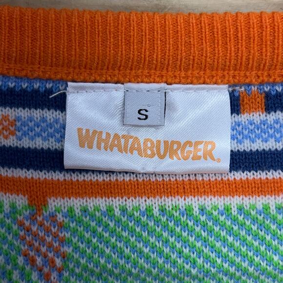 Whataburger Mens Size S Sweater Ugly Christmas Knit Lightweight Crewneck Orange - Picture 13 of 16